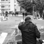 Pintor executando uma tela de pintura da rua da Consolação